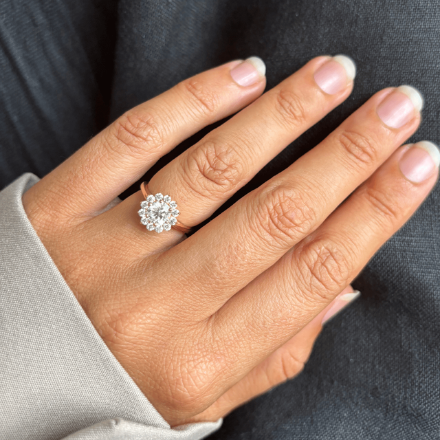 0.75 Carat Round Diamond Cluster Ring In Yellow Gold - Windermere