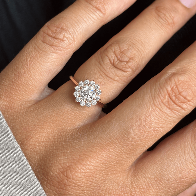 0.75 Carat Round Diamond Cluster Ring In Yellow Gold - Windermere