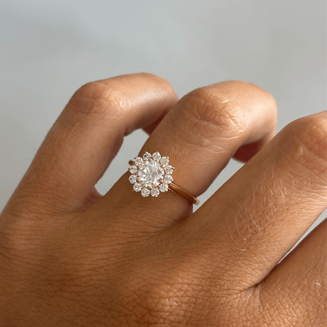 0.75 Carat Round Diamond Cluster Ring In Yellow Gold - Windermere