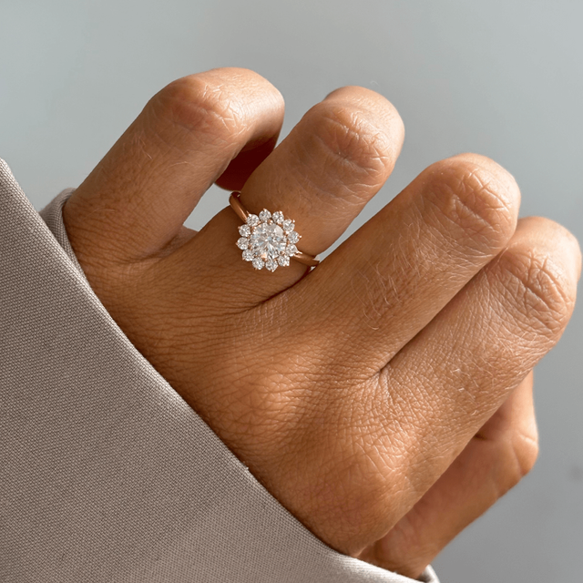 0.75 Carat Round Diamond Cluster Ring In Yellow Gold - Windermere