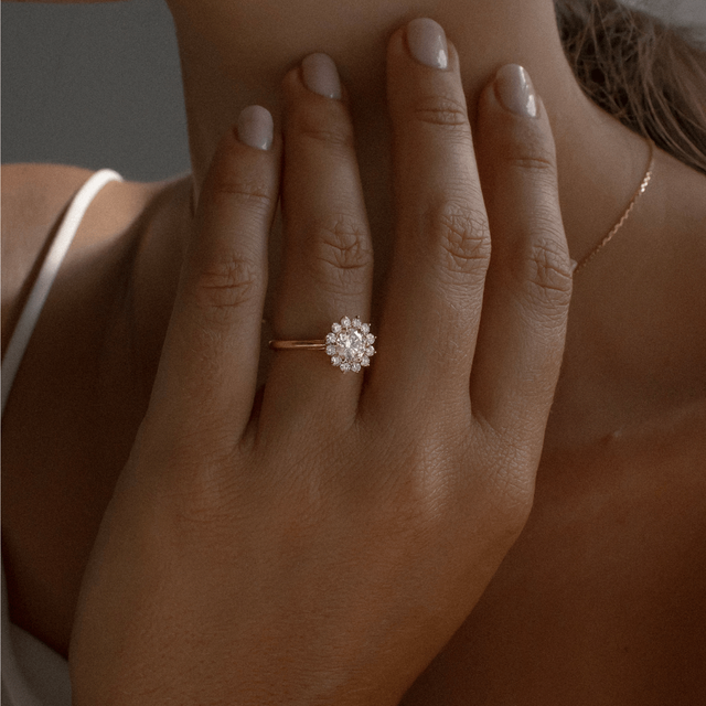 0.75 Carat Round Diamond Cluster Ring In Yellow Gold - Windermere