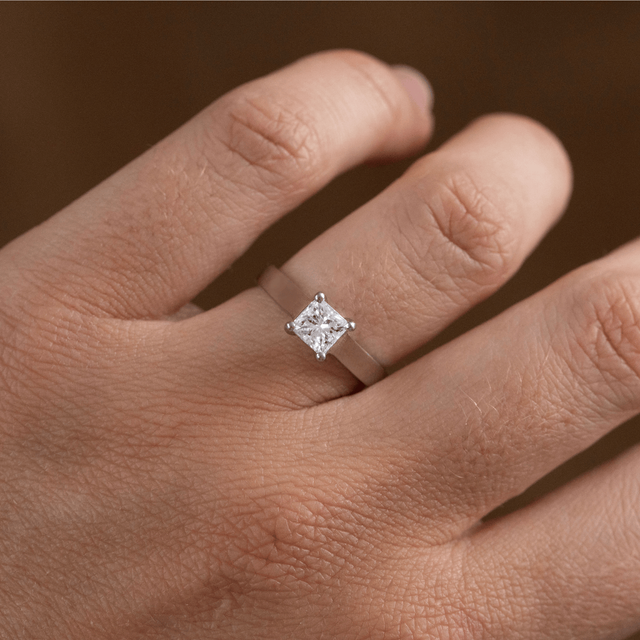 0.78 Carat Lab Grown Princess Cut Diamond Solitaire Engagement Ring In Platinum - Sura