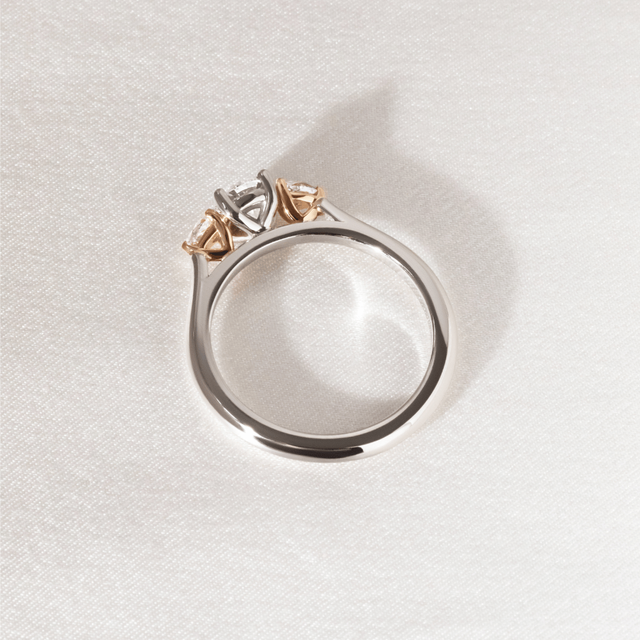 0.51 Carat Round Diamond Trilogy Engagement Ring In Platinum And Rose Gold - Amaya