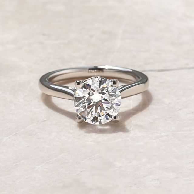2.36 Carat Round Diamond Hidden Halo Engagement Ring In Platinum - Juliette