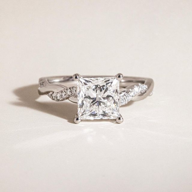 2.57 Carat Lab Grown Princess Cut Diamond Band Engagement Ring In Platinum - Sahana