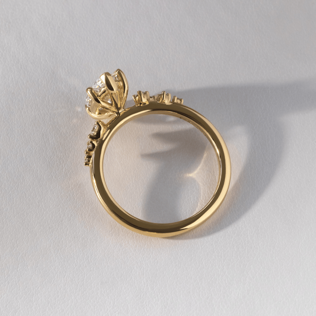 2.00 Carat Lab Grown Marquise Diamond Cluster Engagement Ring In Yellow Gold - Morning Star