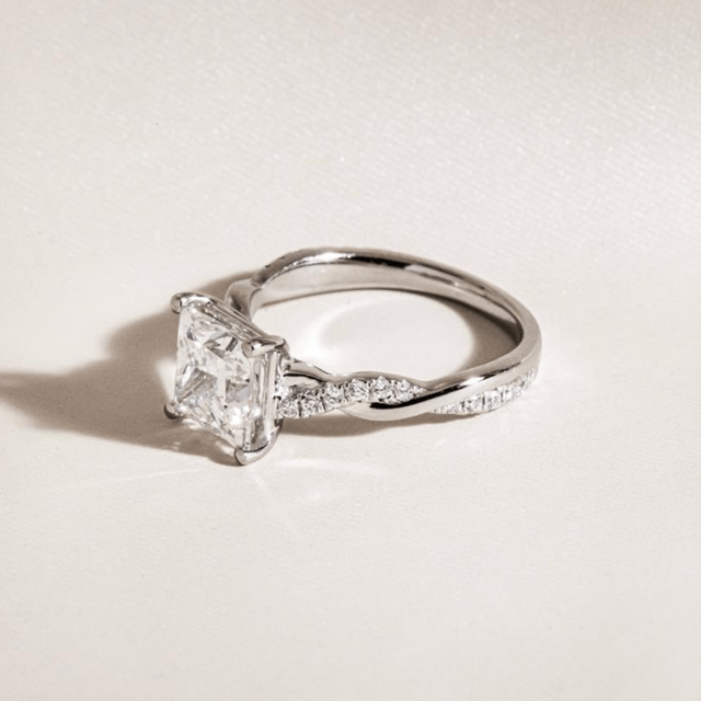 2.57 Carat Lab Grown Princess Cut Diamond Band Engagement Ring In Platinum - Sahana
