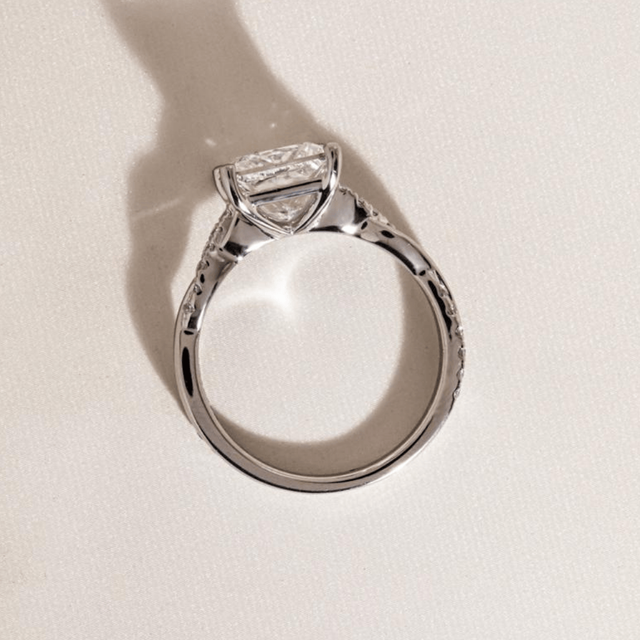 2.57 Carat Lab Grown Princess Cut Diamond Band Engagement Ring In Platinum - Sahana