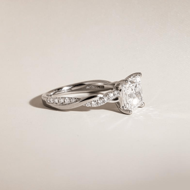2.57 Carat Lab Grown Princess Cut Diamond Band Engagement Ring In Platinum - Sahana