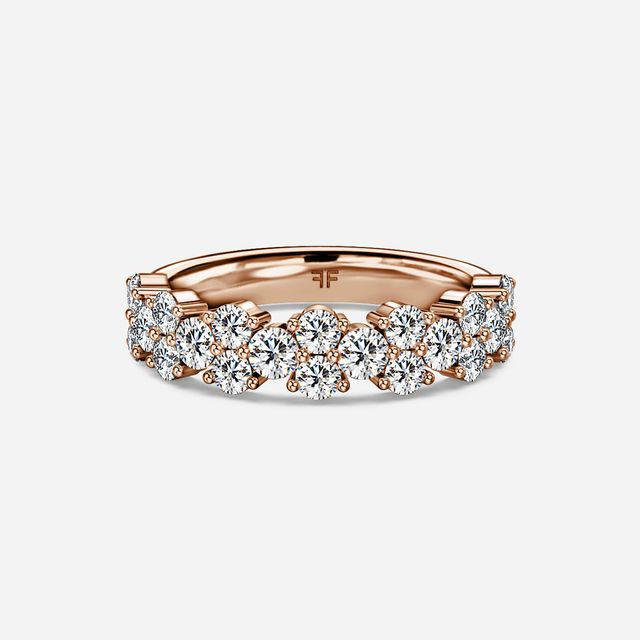 Round Diamond Cluster Half Eternity Ring in Rose Gold