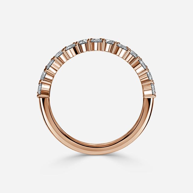 Round Diamond Cluster Half Eternity Ring in Rose Gold