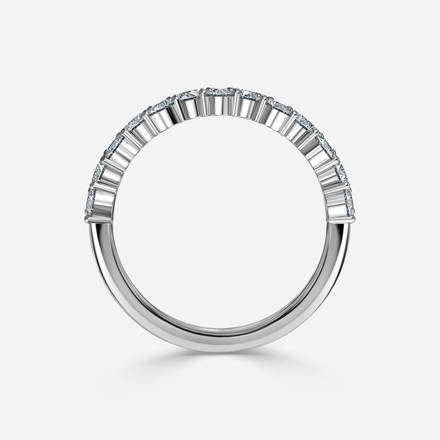 Round Diamond Cluster Half Eternity Ring in Platinum