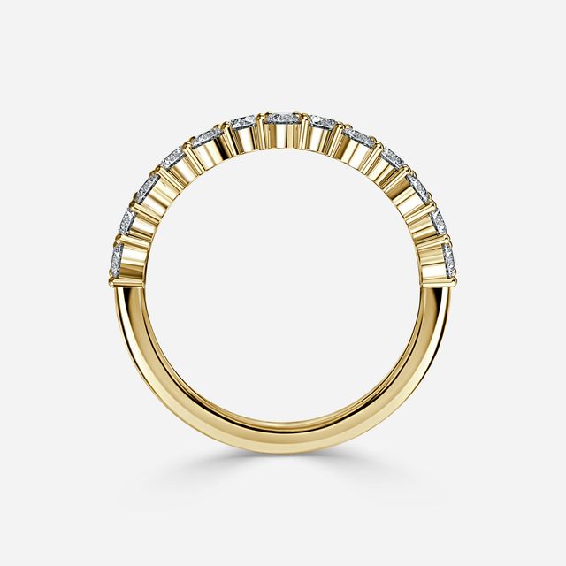 Round Diamond Cluster Half Eternity Ring in Yellow Gold