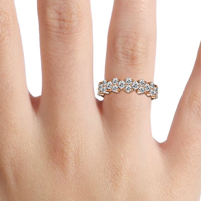 Round Diamond Cluster Half Eternity Ring in Rose Gold