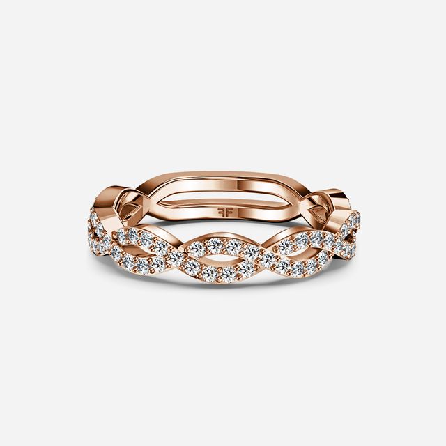 Twisted Diamond Half Eternity In Rose Gold