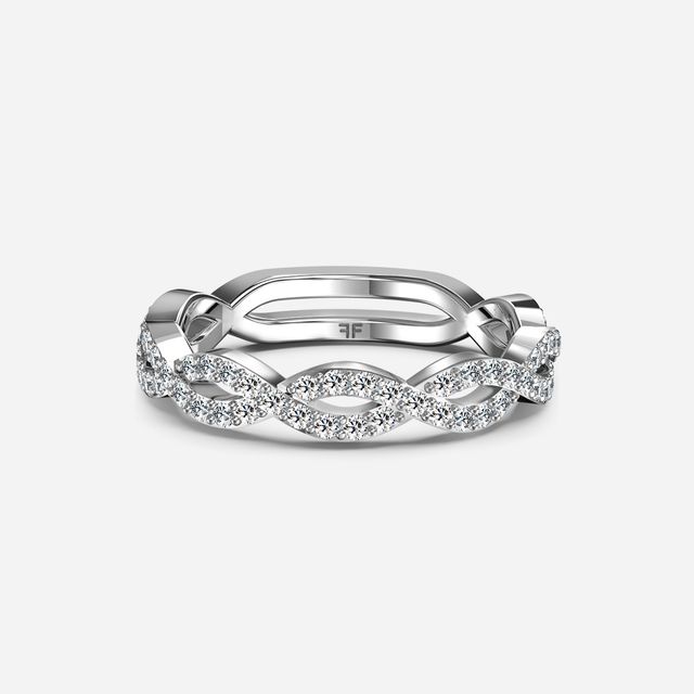 Twisted Diamond Half Eternity Ring In White Gold