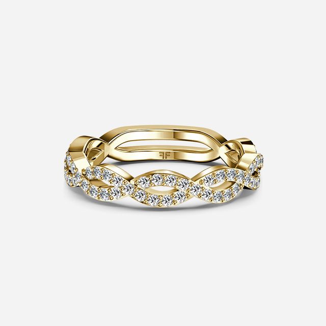 Twisted Diamond Half Eternity Ring In Yellow Gold