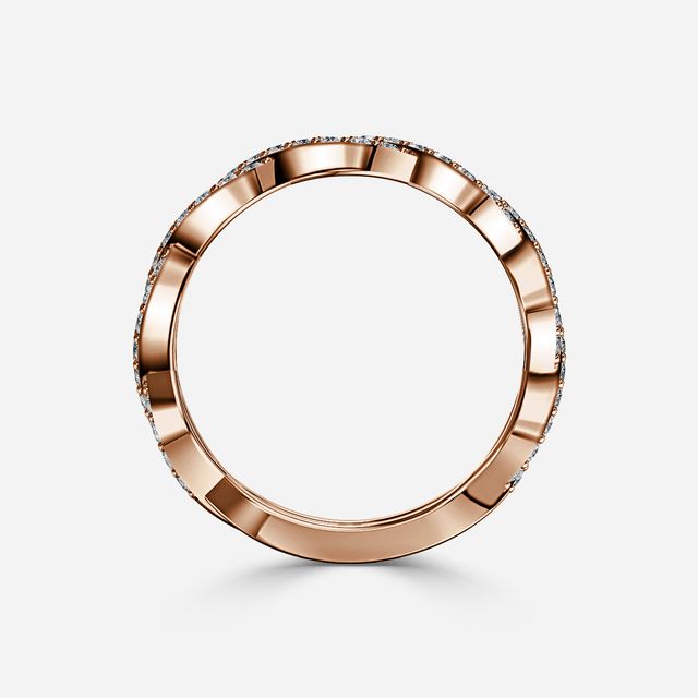 Twisted Diamond Half Eternity In Rose Gold