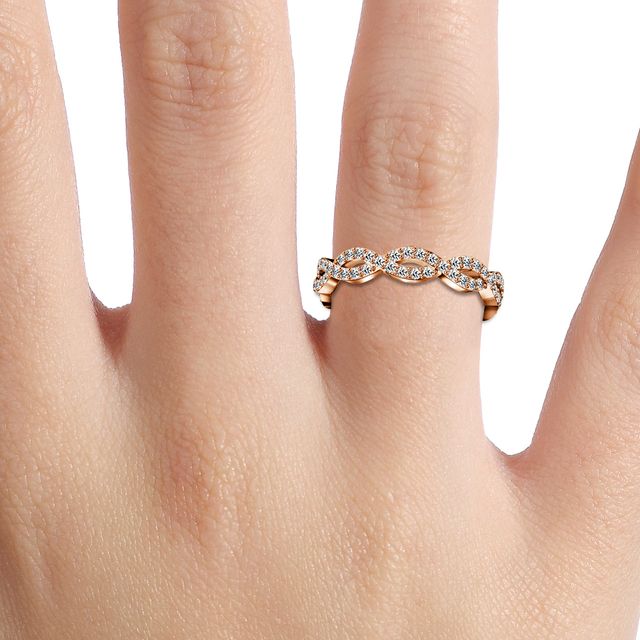Twisted Diamond Half Eternity In Rose Gold