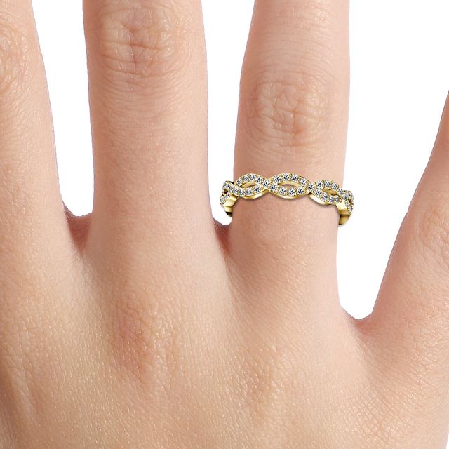 Twisted Diamond Half Eternity Ring In Yellow Gold