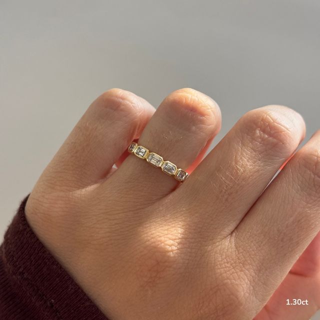 Mia Emerald Diamond Half Eternity Ring In Yellow Gold