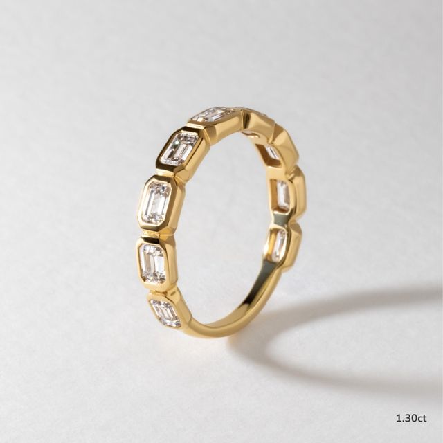 Mia Emerald Diamond Half Eternity Ring In Yellow Gold
