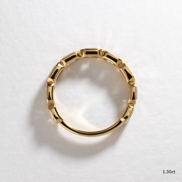 Mia Emerald Diamond Half Eternity Ring In Yellow Gold