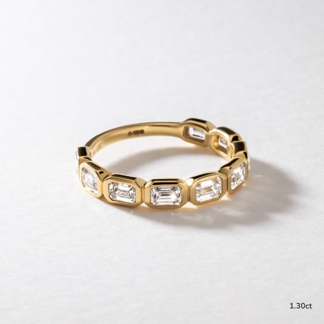 Mia Emerald Bezel Set Diamond Wedding Ring In Yellow Gold