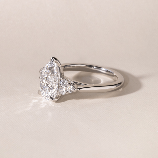 2.00 Carat Pear Diamond Cluster Platinum Engagement Ring - Isabella