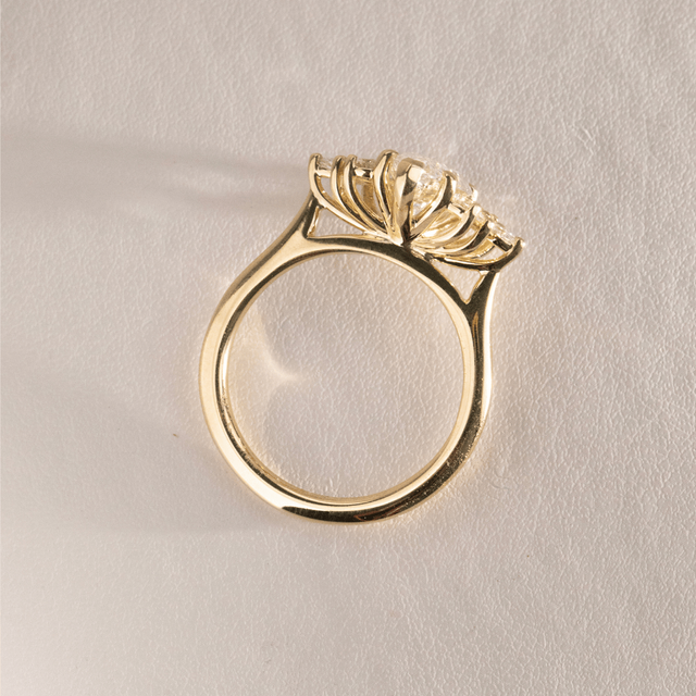 1.80 Carat Marquise Diamond Cluster Yellow Gold Engagement Ring - Holly