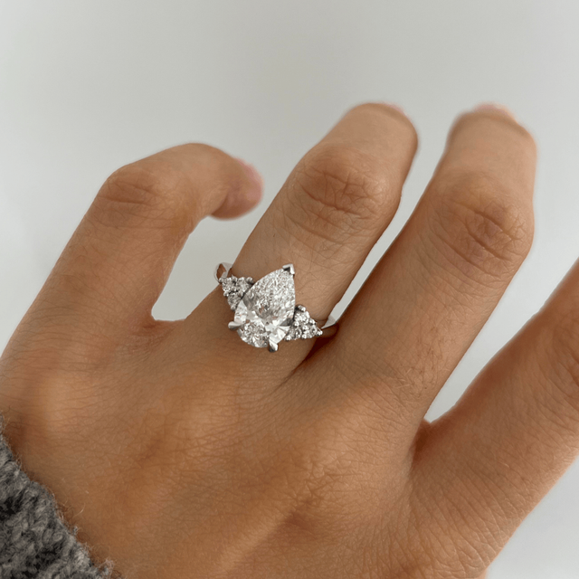 2.00 Carat Pear Diamond Cluster Platinum Engagement Ring - Isabella
