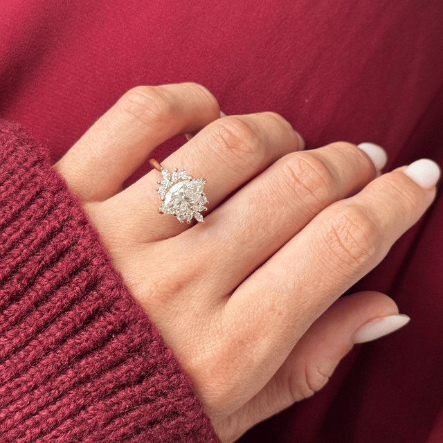 1.80 Carat Marquise Diamond Cluster Yellow Gold Engagement Ring - Holly