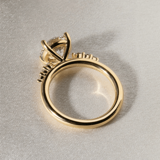 1.40 Carat Round Diamond Cluster Yellow Gold Engagement Ring - Zahara