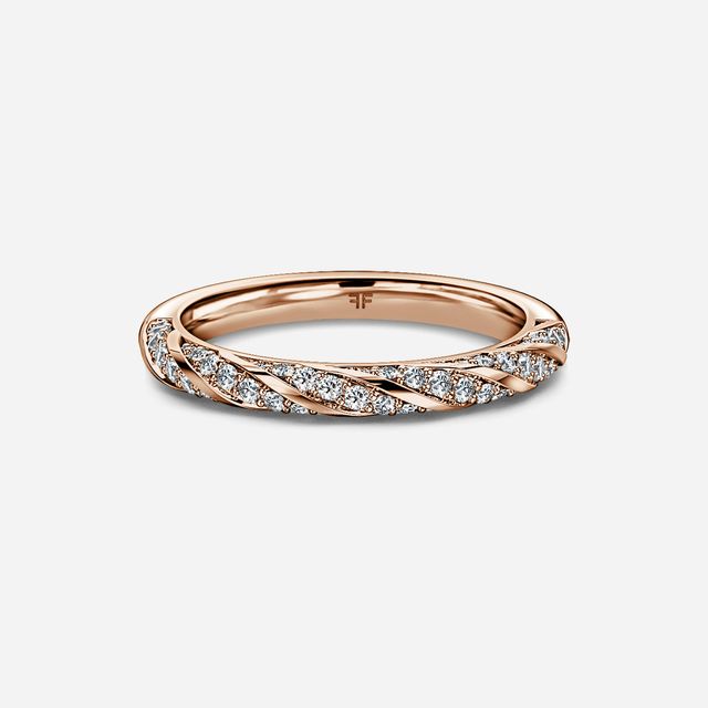 Lilac Twisted Diamond Half Eternity Ring In Rose Gold