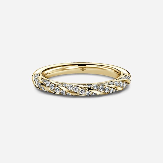 Lilac Twisted Diamond Wedding Ring In Yellow Gold