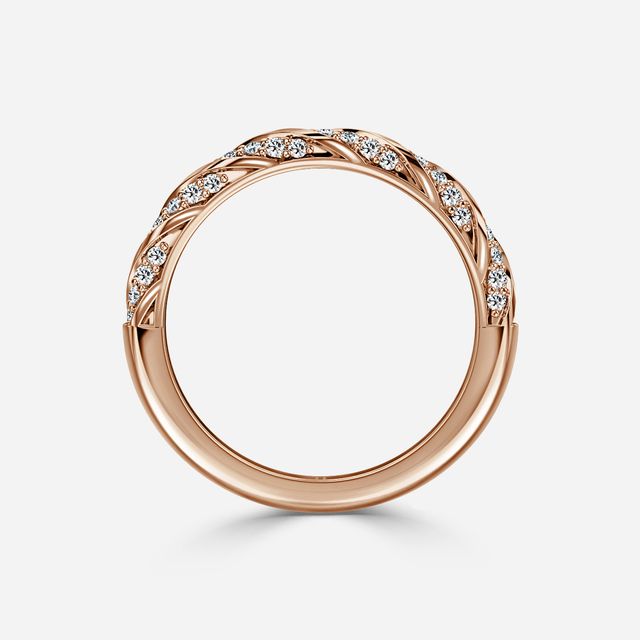 Lilac Twisted Diamond Half Eternity Ring In Rose Gold