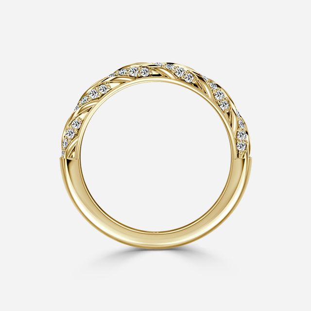Lilac Twisted Diamond Wedding Ring In Yellow Gold