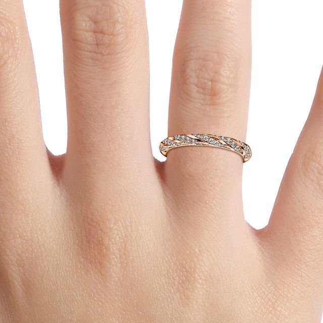 Lilac Twisted Diamond Half Eternity Ring In Rose Gold