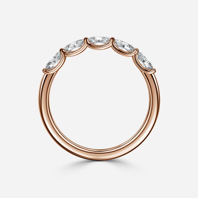 Monika Oval Diamond Half Eternity Ring In Rose Gold