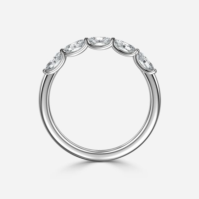 Monika Oval Diamond Half Eternity Ring In Platinum