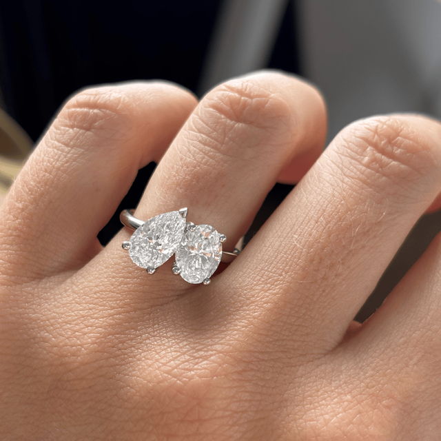 Toi Et Moi Lab Grown Oval And Pear Diamond Engagement Ring In Platinum