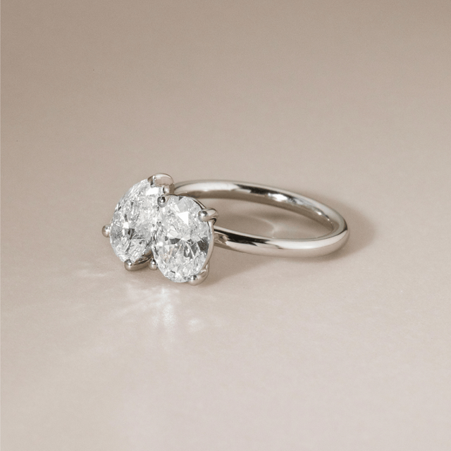 Toi Et Moi Lab Grown Oval And Pear Diamond Engagement Ring In Platinum