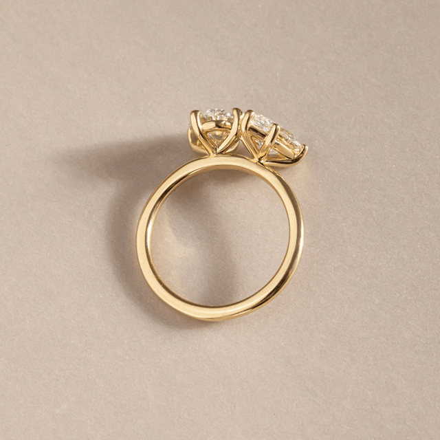 Toi Et Moi Lab Grown Oval And Marquise Diamond Engagement Ring In Yellow Gold