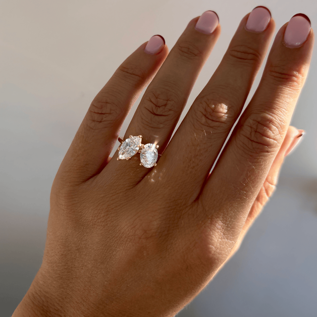 Toi Et Moi Lab Grown Oval And Marquise Diamond Engagement Ring In Yellow Gold