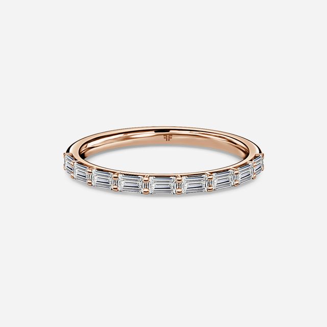 Baguette Diamond Half Eternity Ring In Rose Gold