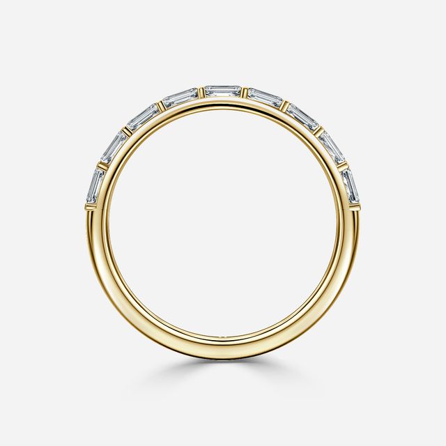 Baguette Diamond Half Eternity Ring In Yellow Gold