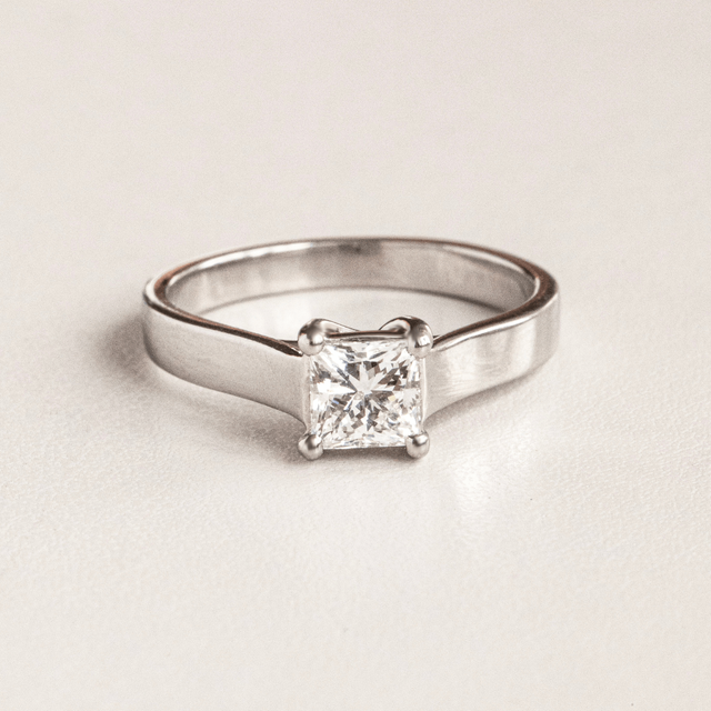 0.78 Carat Lab Grown Princess Cut Diamond Solitaire Engagement Ring In Platinum - Sura