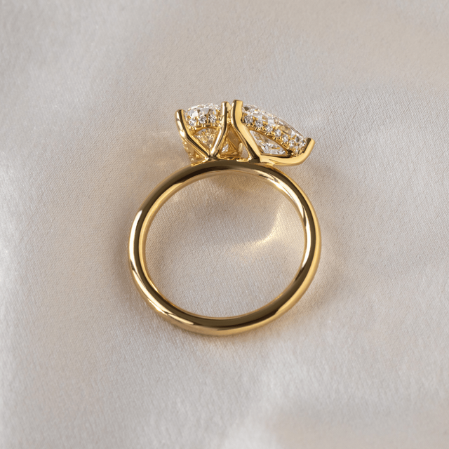 Toi Et Moi Lab Grown Oval And Pear Diamond Engagement Ring In Yellow Gold
