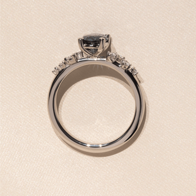 1.36 Carat Oval Teal Sapphire Cluster Engagement Ring In Platinum - Morning Star