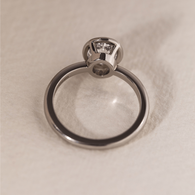 1.50 Carat Lab Grown Oval Diamond Bezel Solitaire Ring In Platinum - Chloe